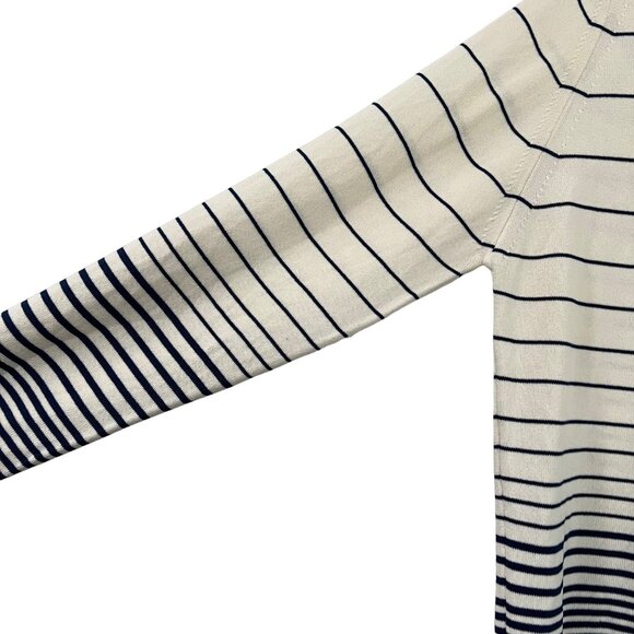 Vintage Givenchy Sport Cream Navy Striped Bow Front Vneck Sweater Size 40 - Picture 3 of 4